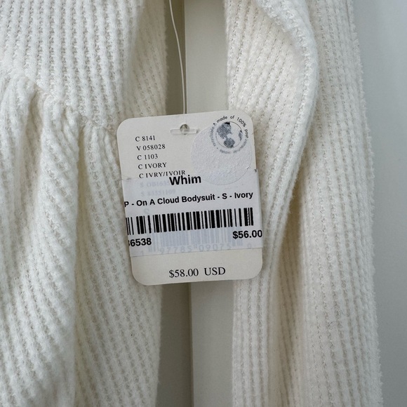 FREE PEOPLE On A Cloud Bodysuit Ivory Hippie Boho Bell Sleeve - Picture 5 of 9